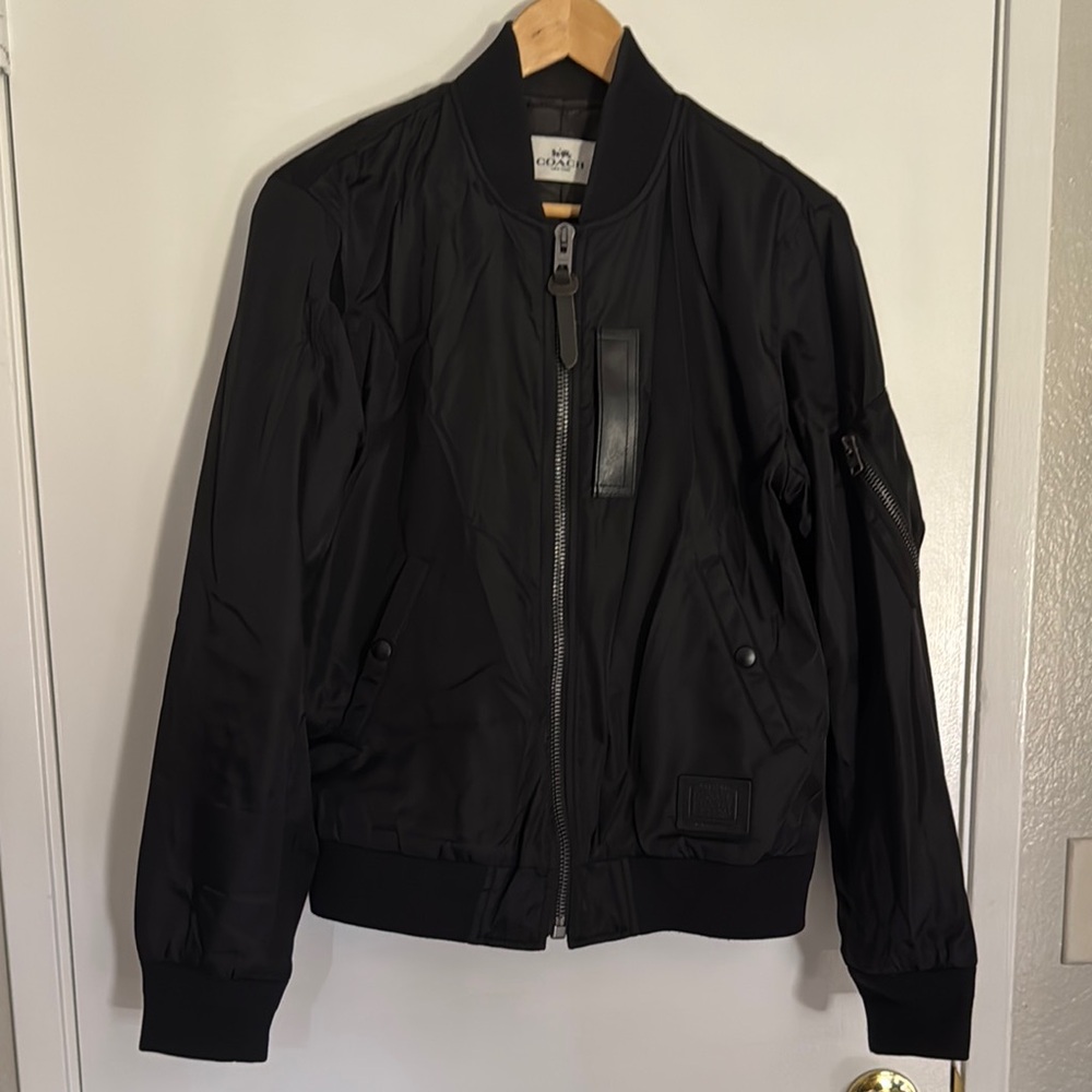 Coach Black Bomber Jacket Modern Sleek Design